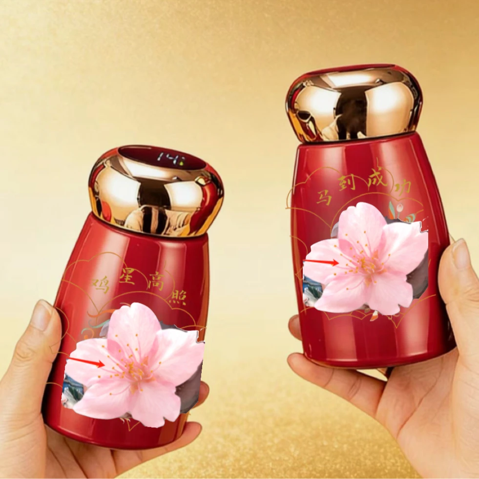 手绘国风迷你显温316不锈钢加厚保温杯男女通用高颜值婴童适用