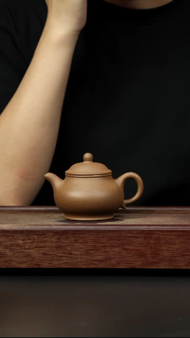 紫砂茶壶芝麻绿 潘壶 全手工