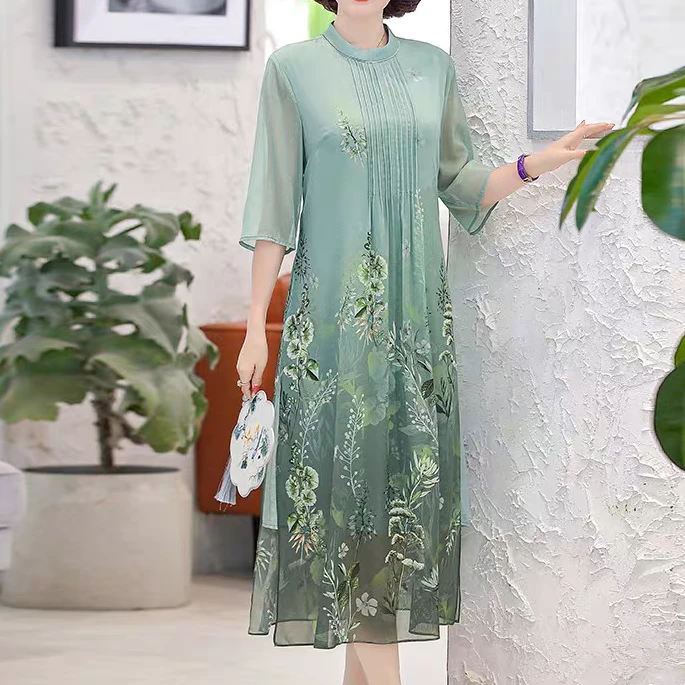 901-1000夏季中老年女装连衣裙大码气质中国风系列