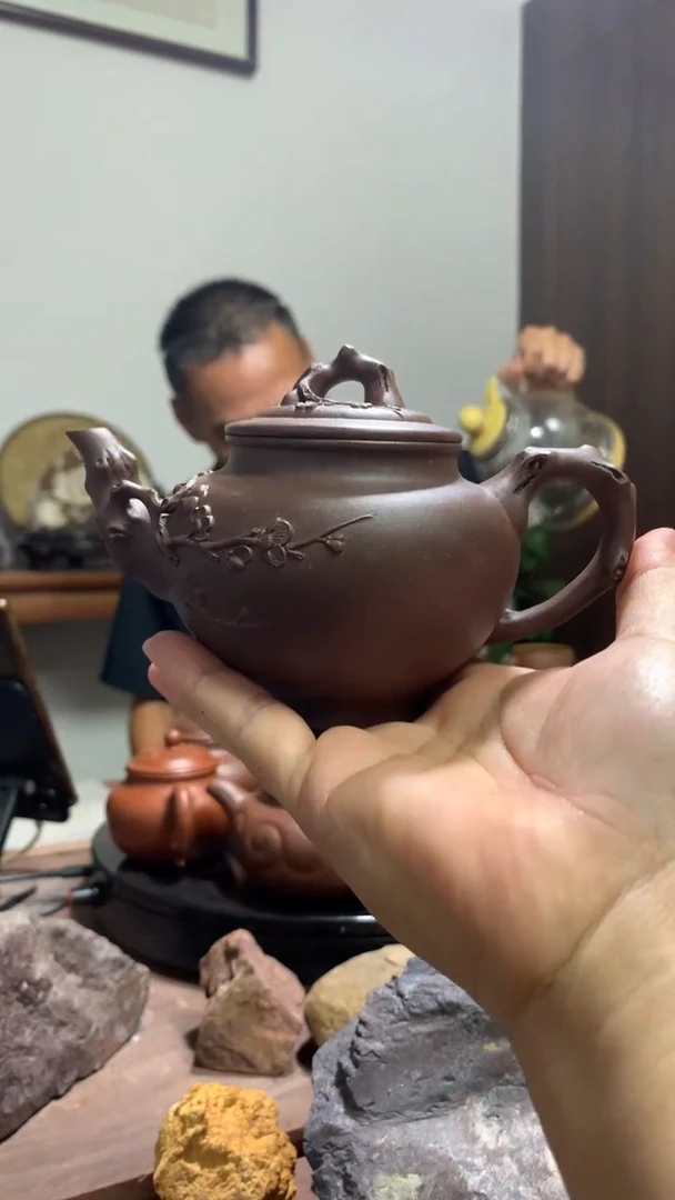 茶壶紫砂南***意半手原矿紫泥报春壶260CC