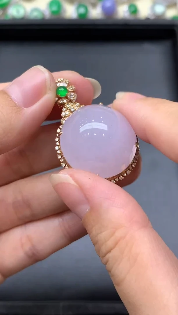 颈饰18K金镶嵌翡翠702-中国好珍宝