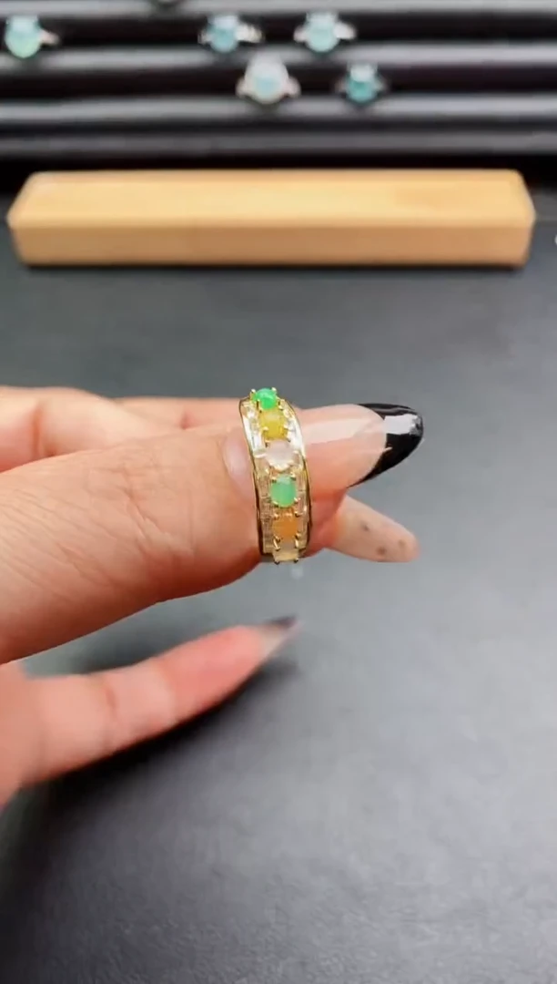 银S925镶嵌戒指翡翠1