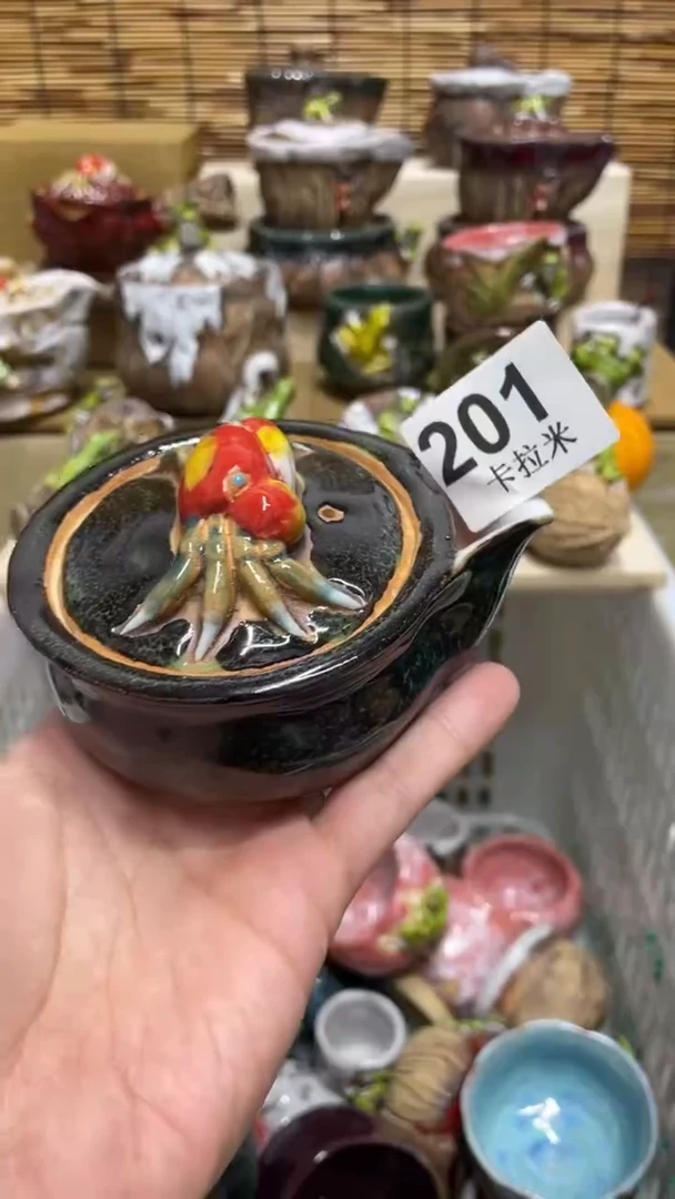 朱*珠201精美粗陶手工柴烧