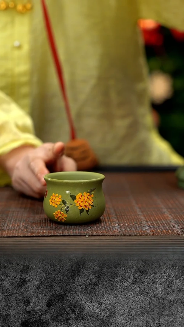 【闪购商品】紫砂茶壶豆青桂花杯