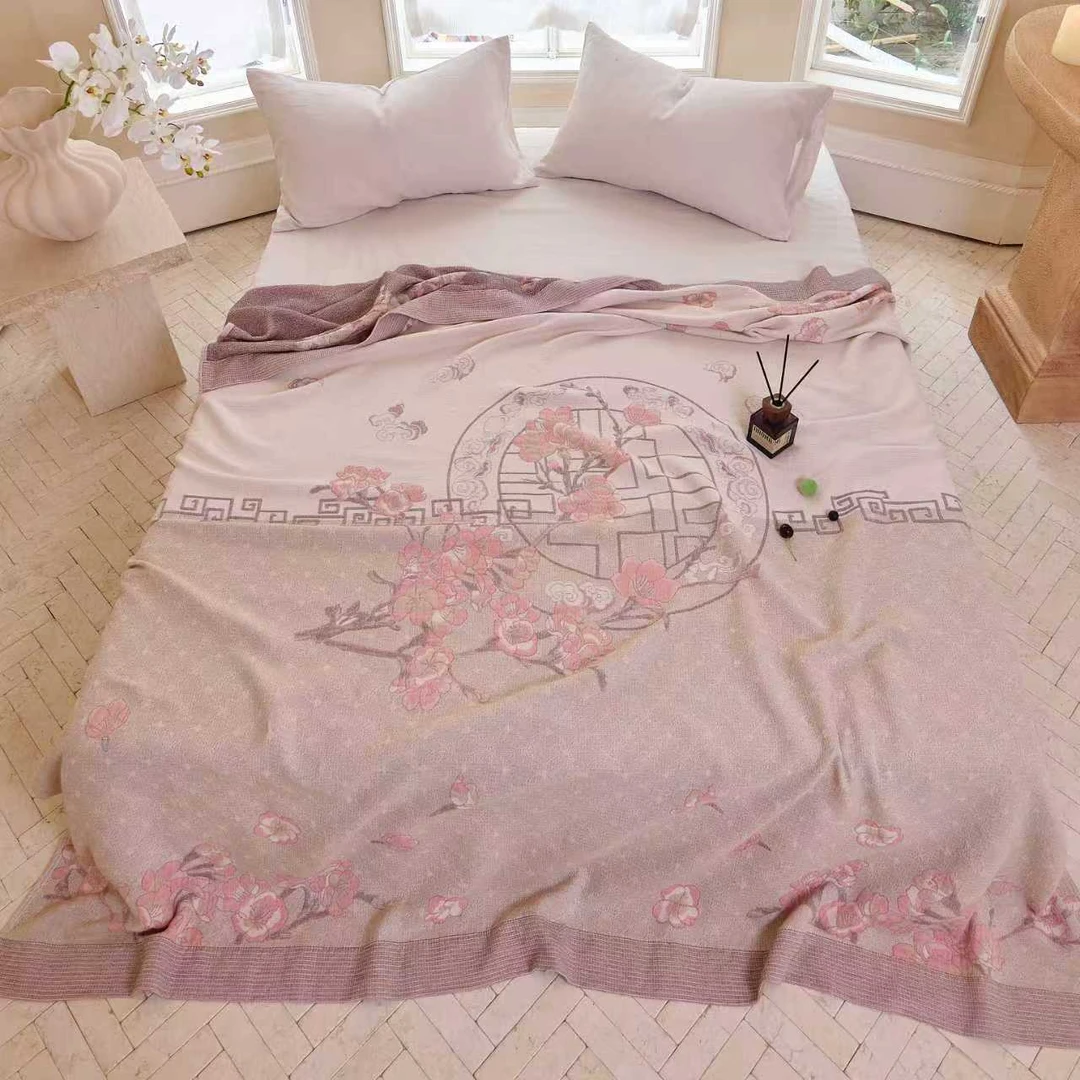 【原装正品 JIER·SADA】非遗工艺高定锦绣天麻毯200*230cm-中国风粉