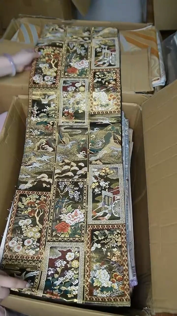 织绣2本金箔织金琳派花鸟图