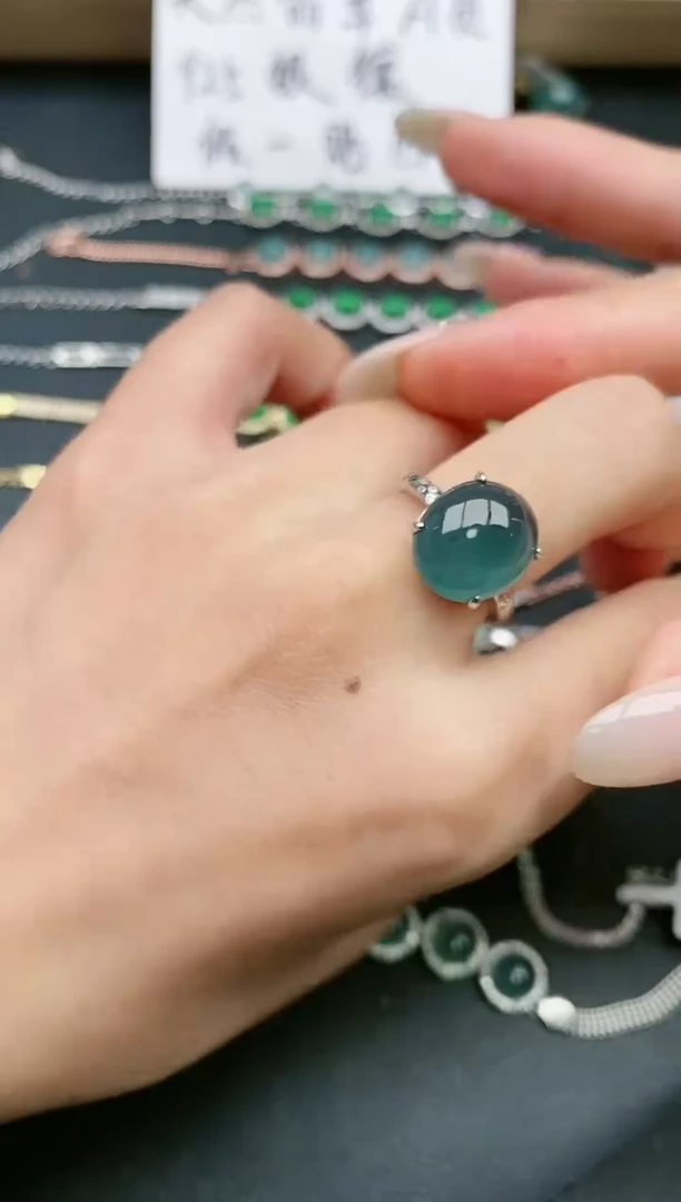 翡翠戒指银S925镶嵌11111