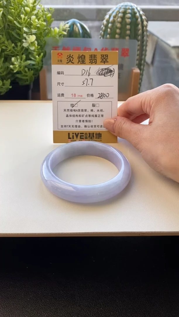 未镶嵌手镯翡翠57.7圈口编码D16