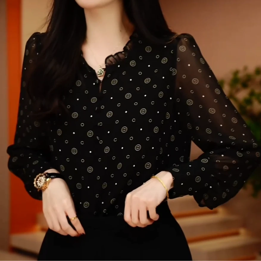 【春夏新款】2025新款轻奢优雅洋气减龄时尚百搭显瘦长袖小衫