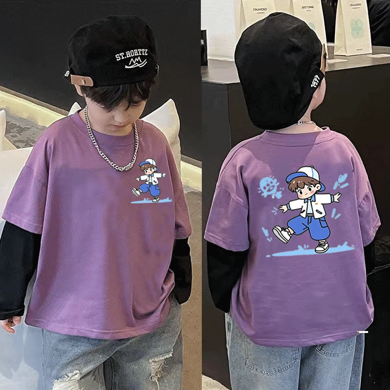 100%纯棉儿童长袖T恤孩童韩版打底衫男童宝宝春秋装帅气上衣潮流t