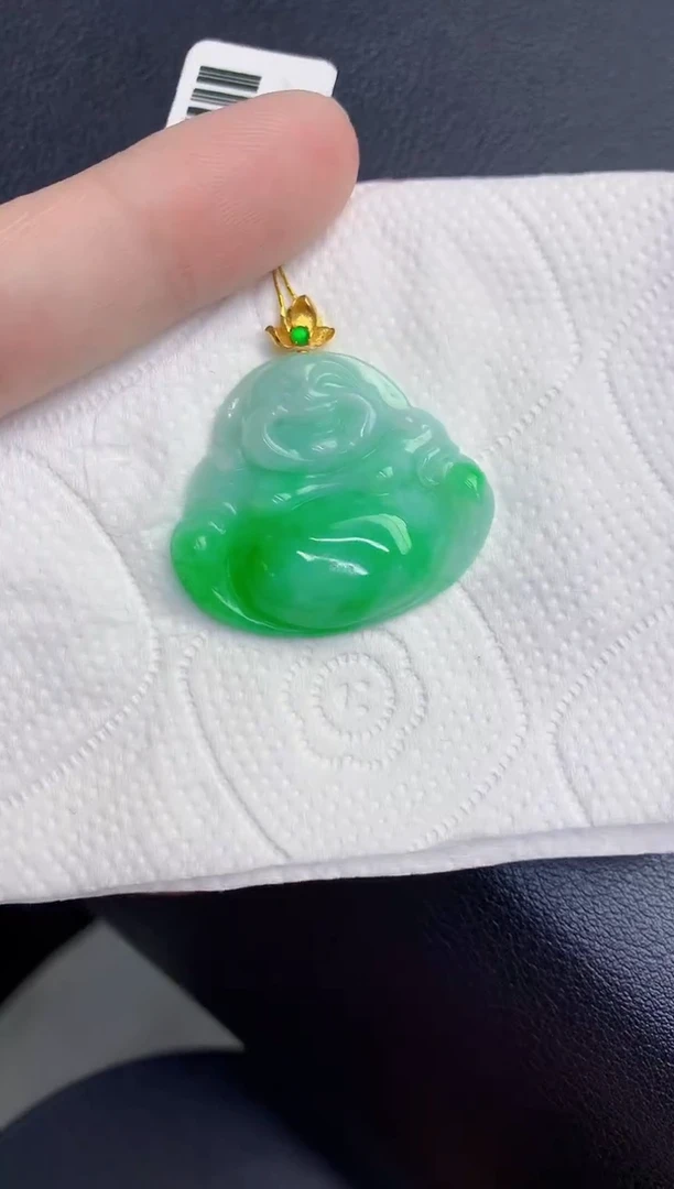 颈饰18K金镶嵌翡翠天然翡翠缅甸A货