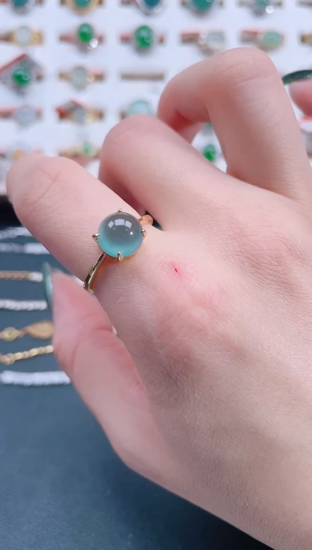 银S925镶嵌戒指翡翠天然翡翠