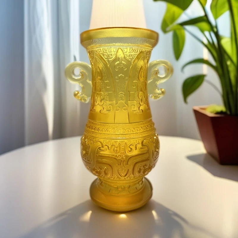 富贵平安瓶客厅玄关插花装饰创意开业乔迁送礼佳品金色工艺品花瓶