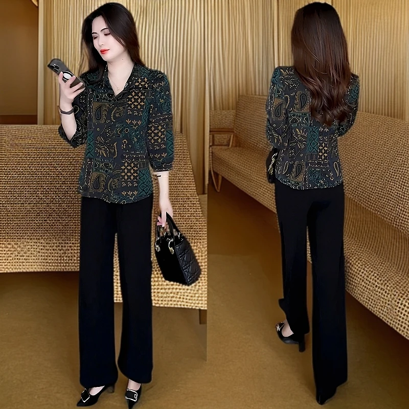 时尚气质印花防晒衬衫女夏季新款七分袖中年妈妈装小个子短袖衬衣