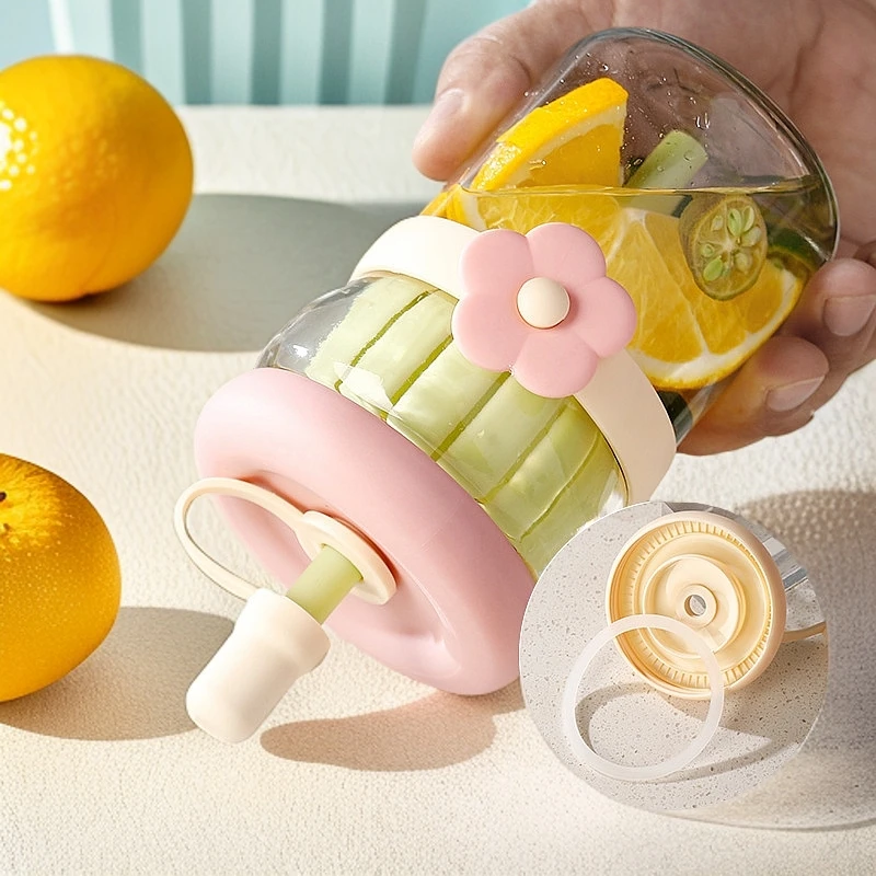 【宠粉水杯】可爱女生便携水杯新款茶水分离花茶杯家用喝水吸管杯子