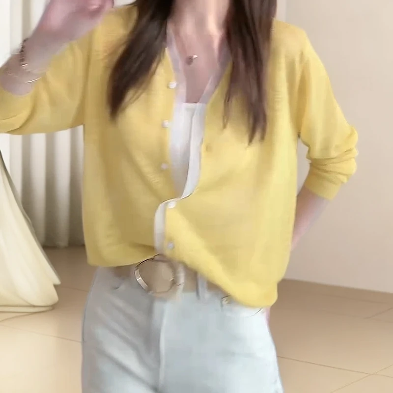 洋气温柔减龄竹节麻防晒上衣慵懒宽松显瘦针织开衫