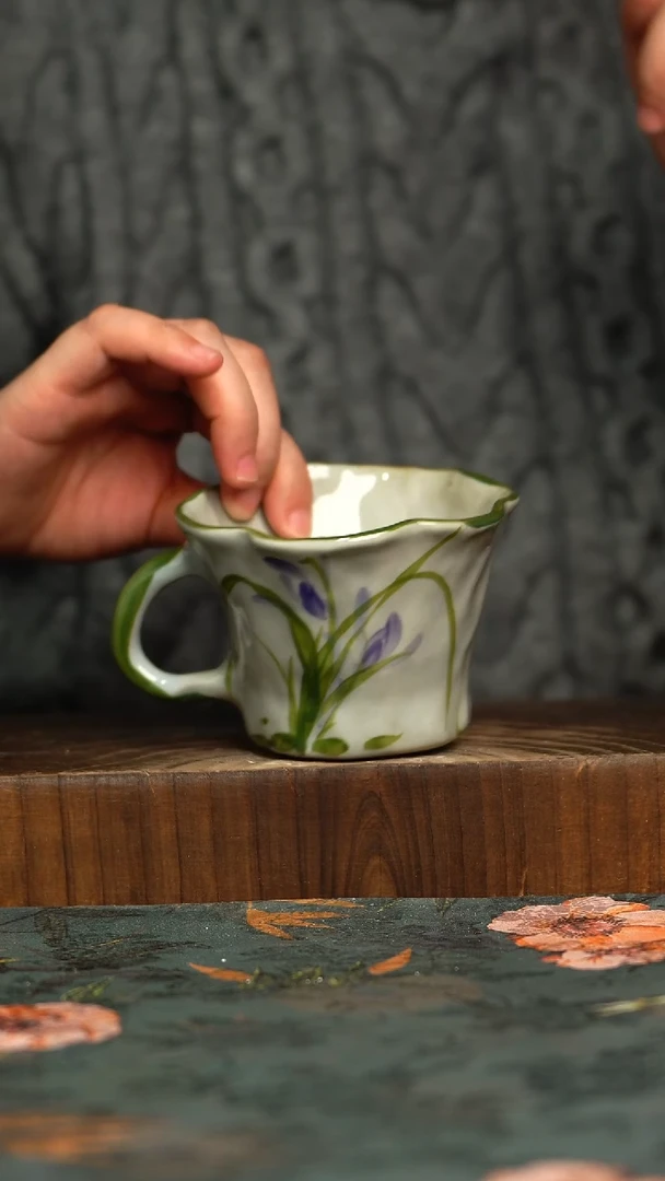 杯釉下彩手工手绘同款陶器