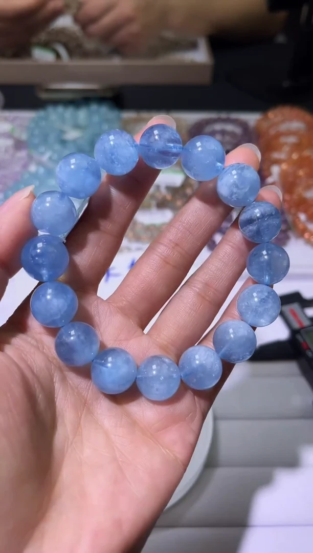 1海蓝宝石（处理）J023-13mm海蓝宝单圈-多样性发其一