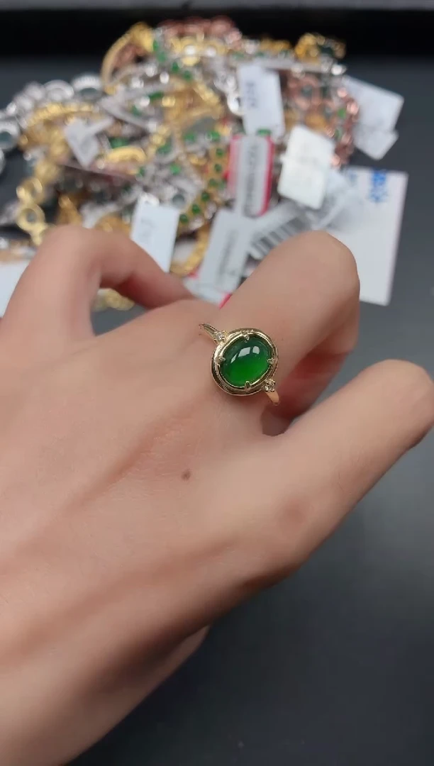 银S925镶嵌戒指翡翠111