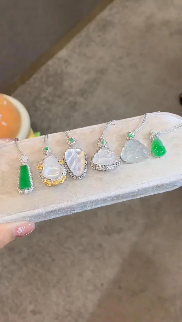 【云中意】18K金 翡翠吊坠彩虹盘(不含链)多样性发一件-wxy-2