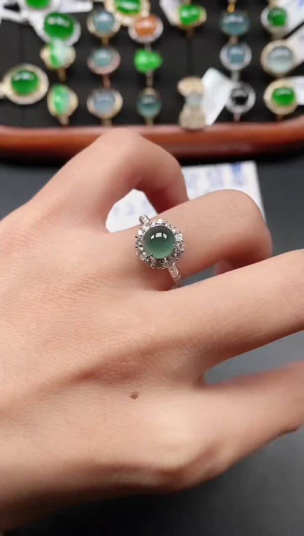 银S925镶嵌戒指翡翠11