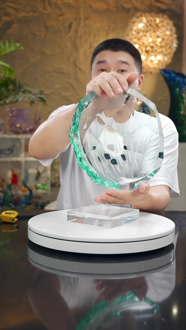 摆件福利湖水绿不规则切面果盘