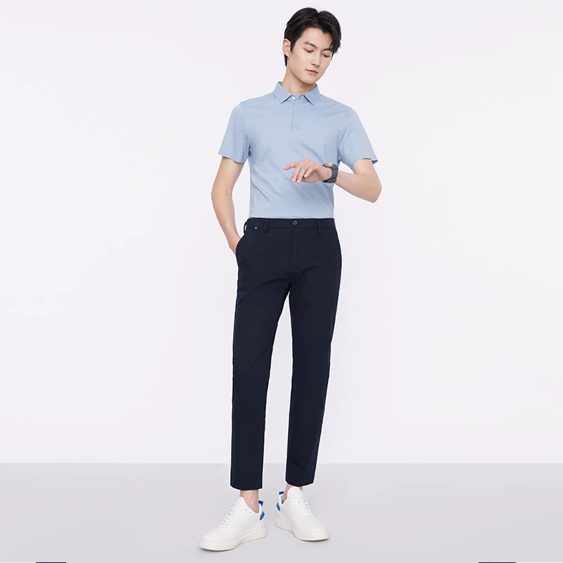 九牧王男裤秋冬款免烫高弹直筒商务商务休闲裤男士黑色男秋冬裤子