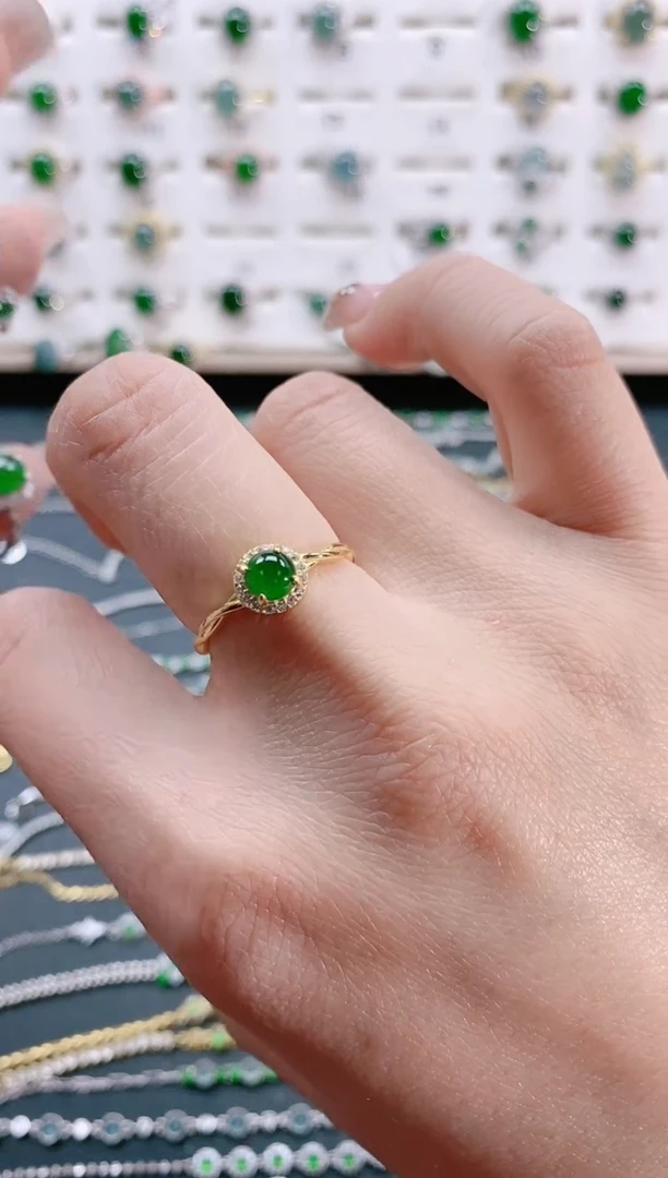 【闪购商品】翡翠戒指银S925镶嵌天然翡翠