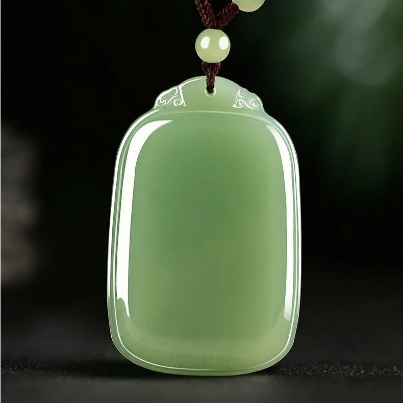 和田玉平安无事牌吊坠男款天然玉石平安牌项链毛衣链女玉牌玉佩