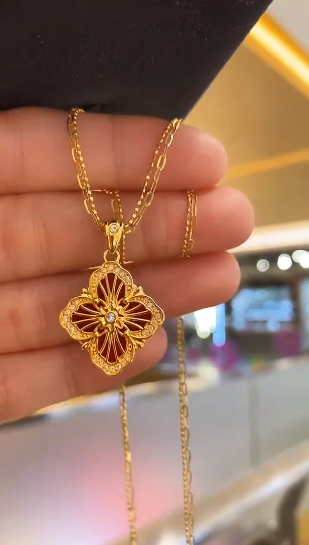 【闪购商品】合成立方氧化锆吊坠(不含链)18K金镶嵌提花吊坠