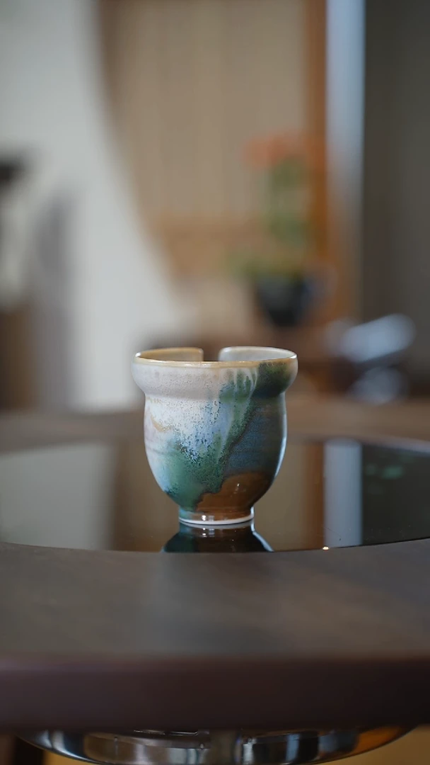 日造柴烧窑变 公道杯