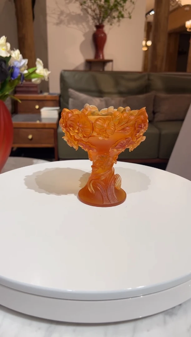 【闪购商品】摆件CML062琥珀色蝴蝶艺术琉璃花器