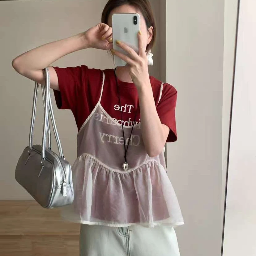 2025夏季新款女装上衣两件套装显瘦时尚百搭韩版宽松女装上衣夏