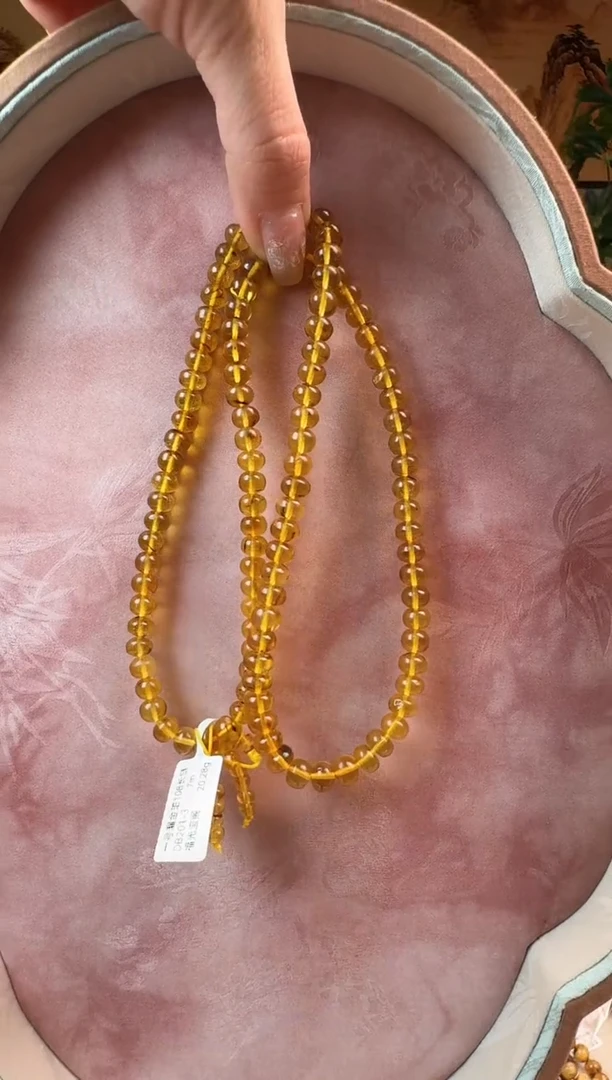 未镶嵌颈饰琥珀抚顺琥珀  金珀  净水  7m  108长链