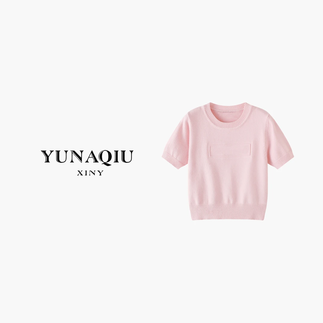 YUNAQIU 休闲打底纯色圆领甜美套头针织衫-9221
