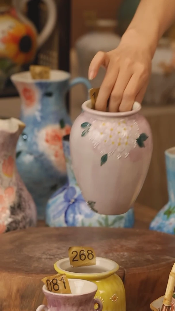 陶瓷172景德镇设计师手作花器摆件侘寂风