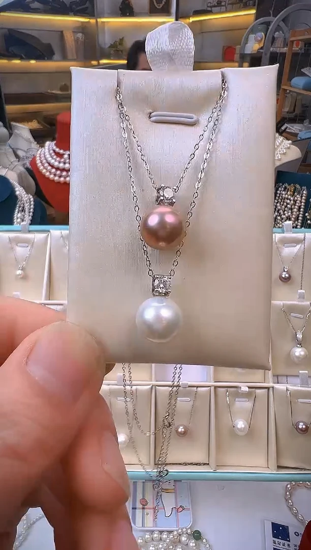 项链银S925镶嵌淡水珍珠寒*尘紫珠+白珠  戴妃项链