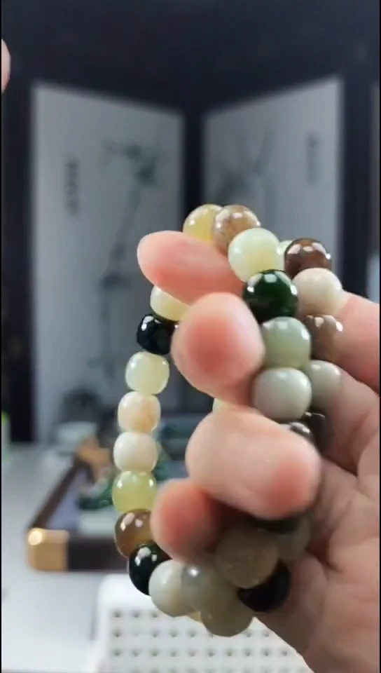 未镶嵌手链和田玉（糖玉）多宝手串卡10mm