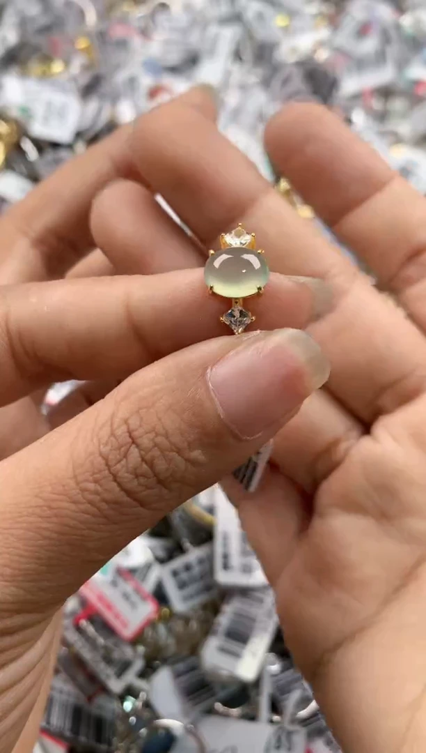 银S925镶嵌戒指翡翠777   2