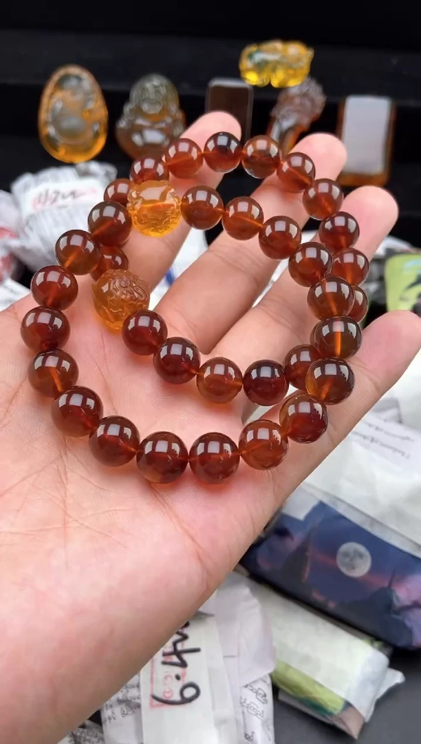 手链琥珀未镶嵌棕红珀貔貅手串【多样性发货其中一】