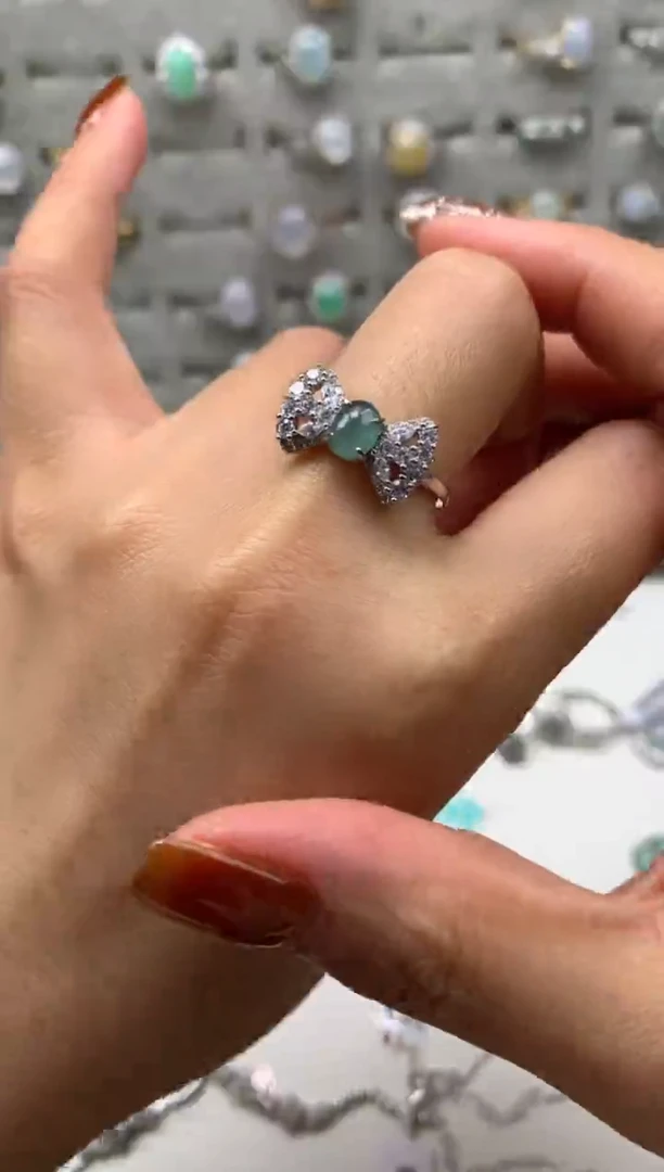 银S925镶嵌戒指翡翠1