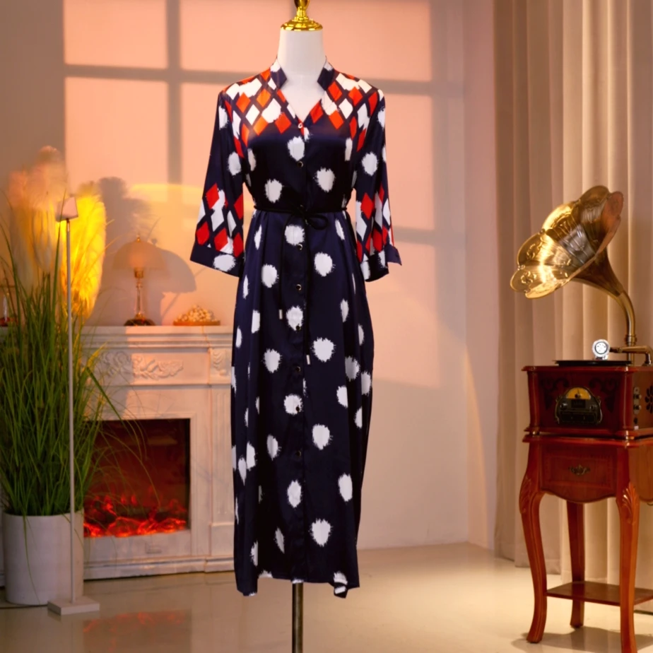 桑蚕丝高定时尚气质减龄优雅碎花连衣裙250050