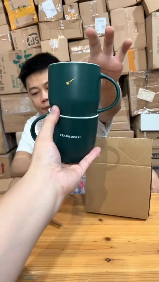 瓷片绿色星爸爸咖啡杯2件套