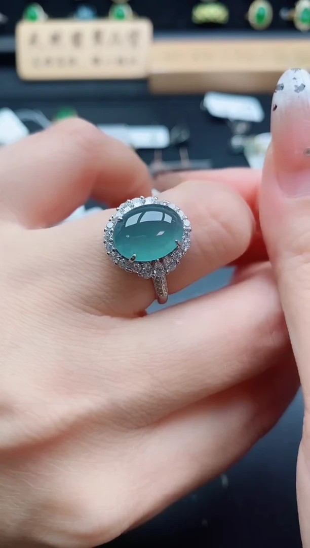 银S925镶嵌戒指翡翠1