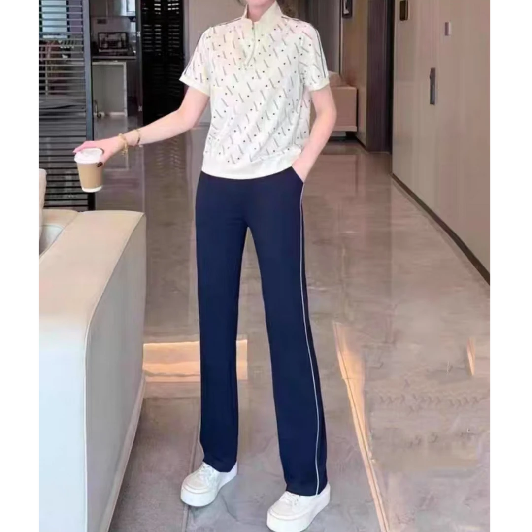 2025夏季新款时尚洋气两件套显瘦气质女士休闲套装312衣57裤98