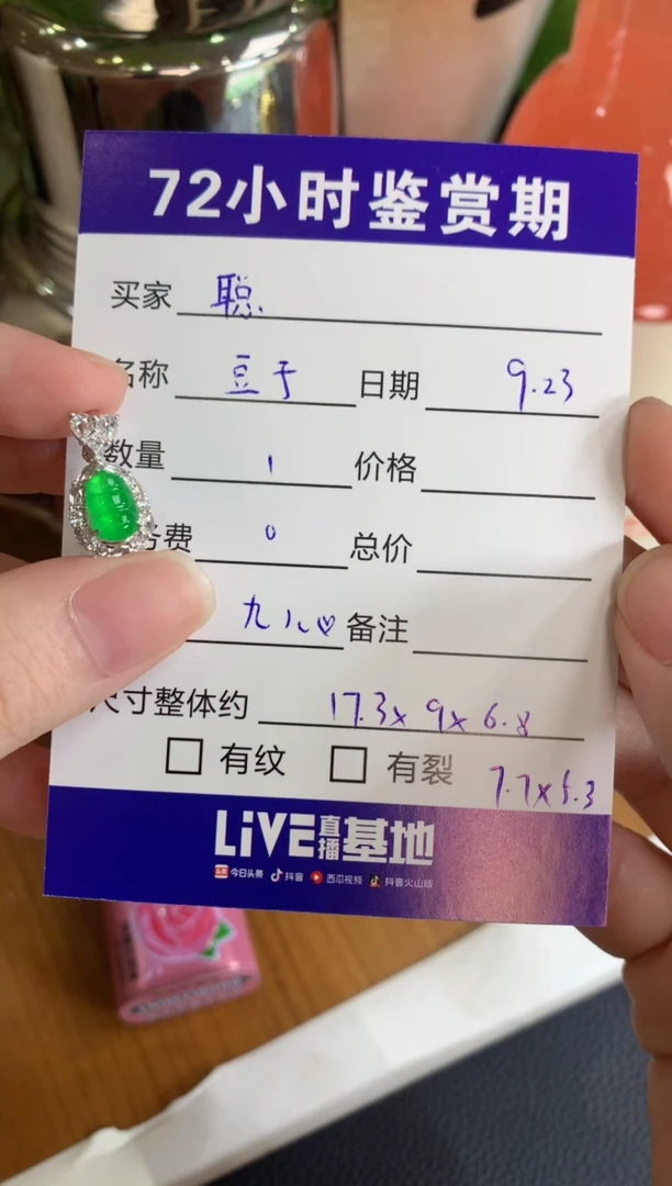 颈饰18K金镶嵌翡翠聪**院绿豆子