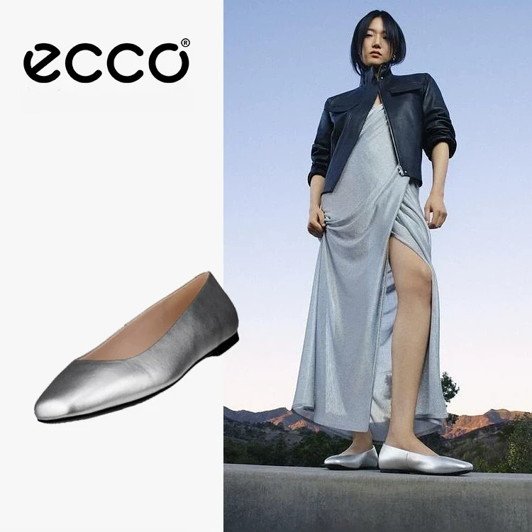 ECCO爱步流光风女鞋2025春新款真皮浅口平底鞋女单鞋舞悦234323