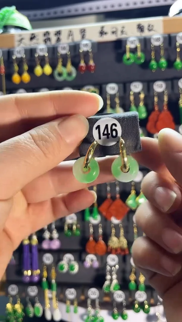 【闪购商品】翡翠耳饰银S925镶嵌老146