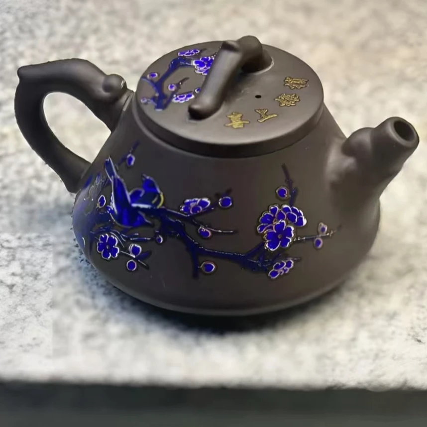 精品手工紫泥鹊上枝头凤鸣变色石瓢壶C1