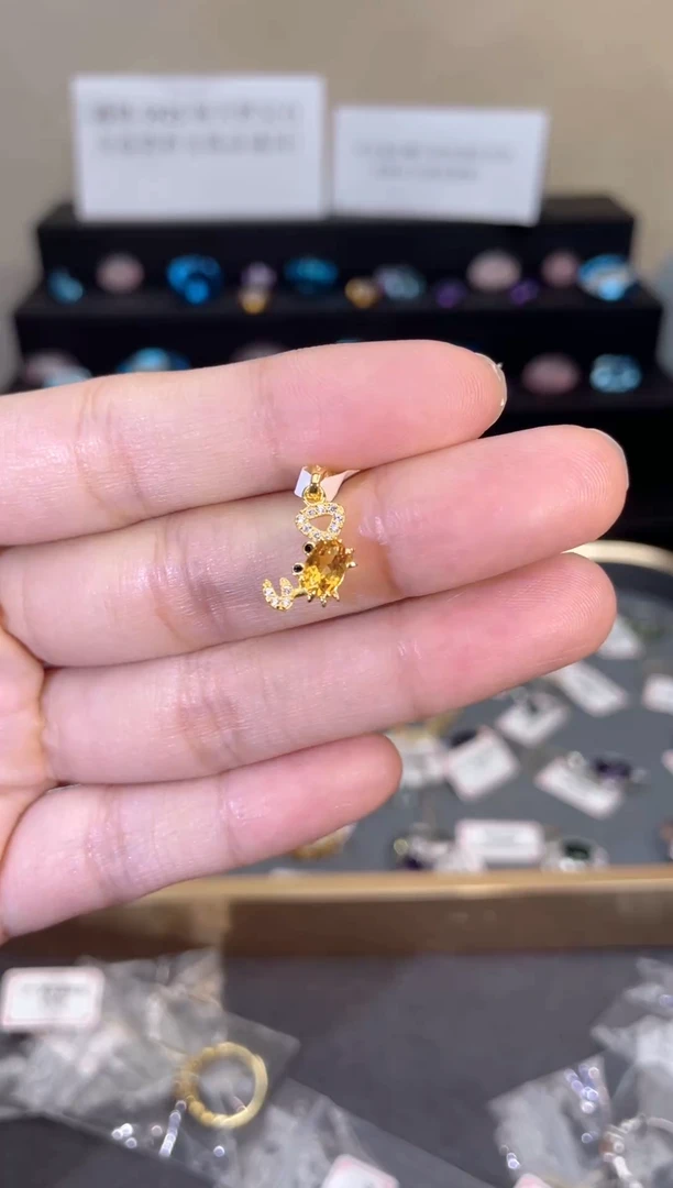 吊坠(不含链)银S925镶嵌黄晶天然宝石